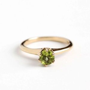 Antique 14k Gold Peridot Ring, 1920s Art Deco era, Size 7.25